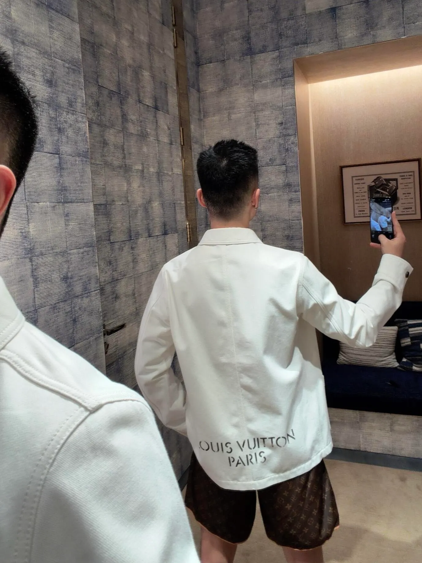 Louis Vuitton/Louis Vuitton Logo Printed Three Pocket Cargo Jacket Jacket